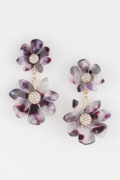 Fashnzfab Watercolor Flower Drop Earrings In Multi