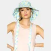 Fashnzfab Watercolored Chin Tie Bucket Hat In Green