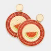 Fashnzfab Watermelon Detail Straw Earrings - Red, Worn Gold In Multi