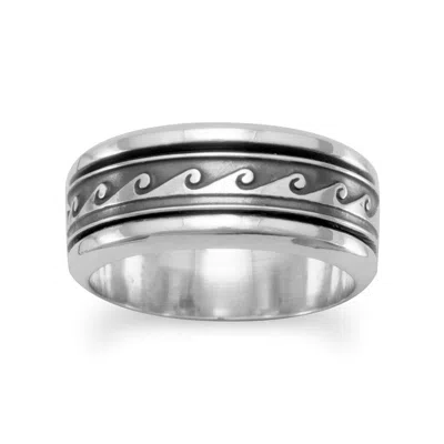 Fashnzfab Wave Design Spinner Ring In Metallic