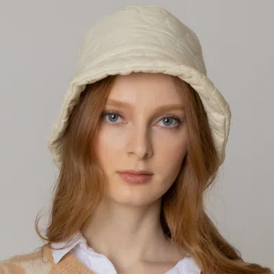 Fashnzfab Wave Padded Puffer Bucket Hat In Beige
