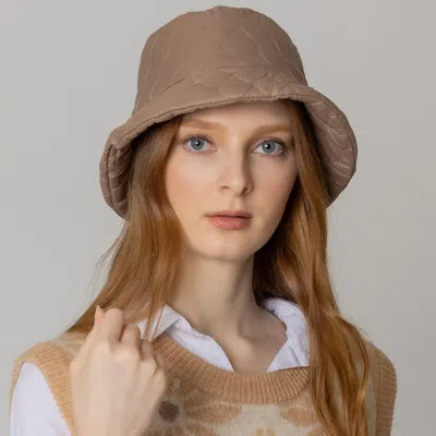 Fashnzfab Wave Padded Puffer Bucket Hat In Gold