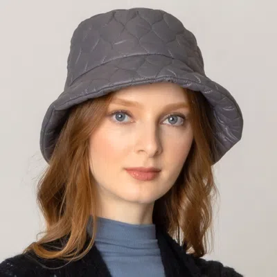 Fashnzfab Wave Padded Puffer Bucket Hat In Gray