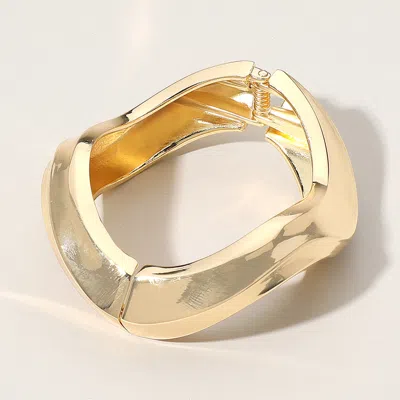 Fashnzfab Wavy Chunky Metal Hinged Bangle Bracelet Gold