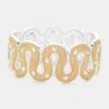 Fashnzfab Wavy Enamel Hinged Bracelet Cream In Gold