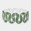 Fashnzfab Wavy Enamel Hinged Bracelet Green In Green