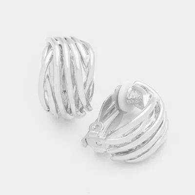 Fashnzfab Wavy Metal Clip On Earrings In Silver