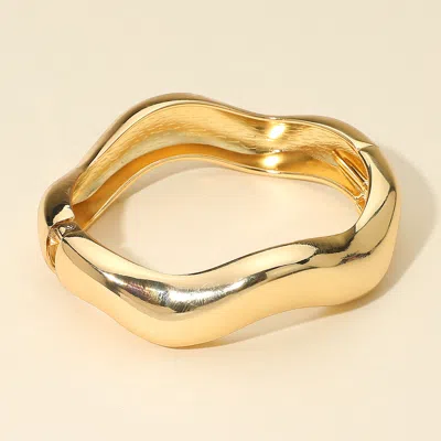 Fashnzfab Wavy Metal Hinged Bangle Bracelet In Gold
