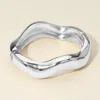 Fashnzfab Wavy Metal Hinged Bangle Bracelet In Metallic