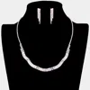 Fashnzfab Wavy Rhinestone Pave Necklace - Ab, Silver In Metallic