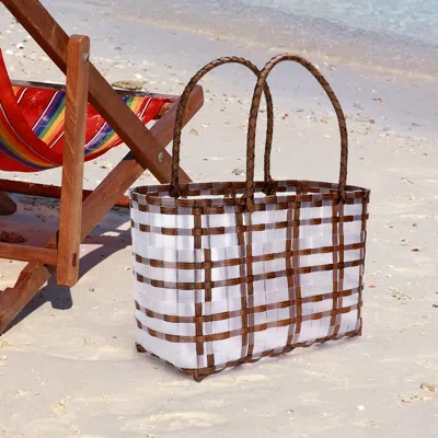 Fashnzfab Weave Basket Tote Bag / Shoulder Bag In Brown