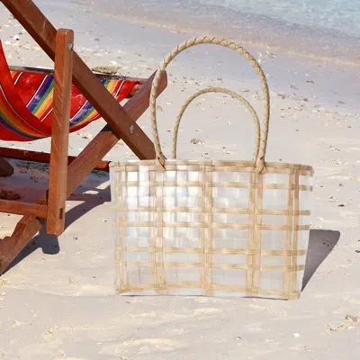 Fashnzfab Weave Basket Tote Bag / Shoulder Bag In Gold