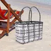 Fashnzfab Weave Basket Tote Bag / Shoulder Bag In Gray