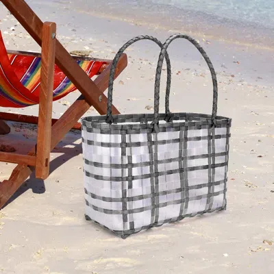 Fashnzfab Weave Basket Tote Bag / Shoulder Bag In Gray