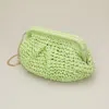 Fashnzfab Weave Dumpling Hand Bag / Clutch / Crossbody Bag In Green