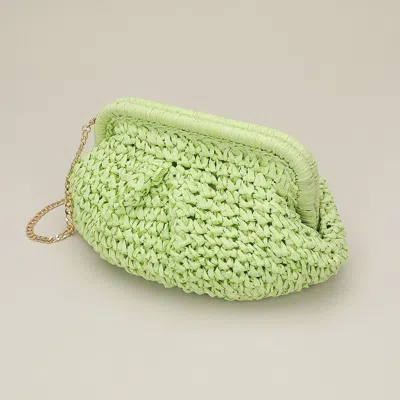 Fashnzfab Weave Dumpling Hand Bag / Clutch / Crossbody Bag In Green