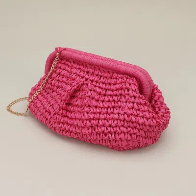 Fashnzfab Weave Dumpling Hand Bag / Clutch / Crossbody Bag In Pink