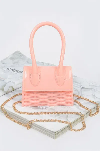 Fashnzfab Weaved Top Handle Clutch In Pink