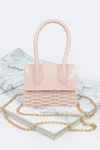 Fashnzfab Weaved Top Handle Clutch In White