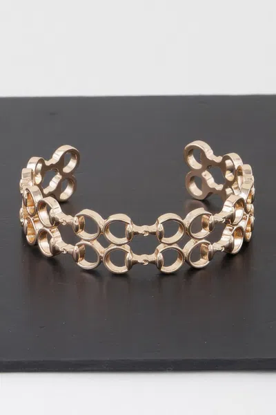 Fashnzfab Welded Ring Chain Cuff Bracelet In Gold
