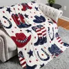 Fashnzfab Western American Cowboy Boots Hat Horseshoe Star Patterned Reversible Throw Blanket In Multi