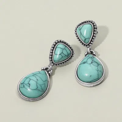 Fashnzfab Western Antique Teardrop Stone Dangle Earrings In Multi