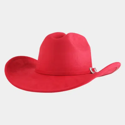 Fashnzfab Western Belt Band Accent Cowboy Hat In Red