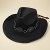 Fashnzfab Western Linked Concho Band Cowboy Fedora Hat In Black