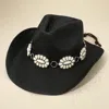 Fashnzfab Western Linked Concho Band Cowboy Fedora Hat In Black