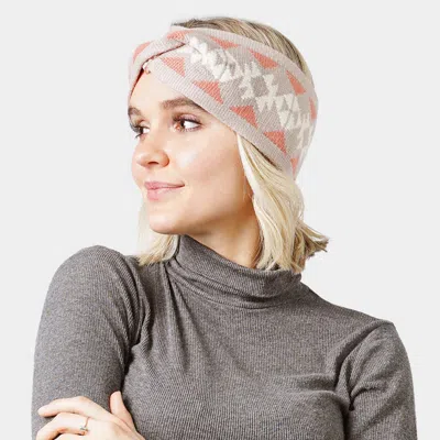 Fashnzfab Western Pattern Knit Headband In Beige