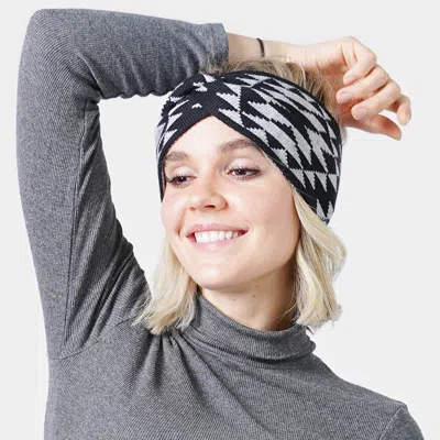 Fashnzfab Western Pattern Knit Headband In Black