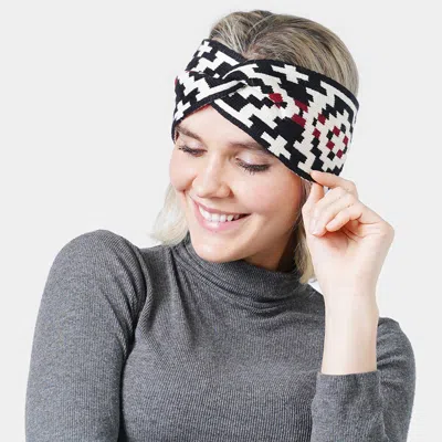 Fashnzfab Western Pattern Knit Headband In Black