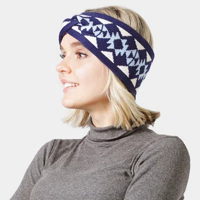 Fashnzfab Western Pattern Knit Headband In Blue