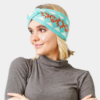 Fashnzfab Western Pattern Knit Headband In Blue