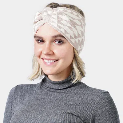 Fashnzfab Western Pattern Knit Headband In Gray