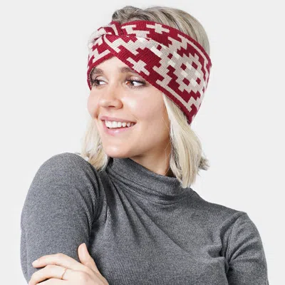 Fashnzfab Western Pattern Knit Headband In Red