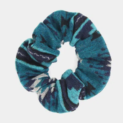 Fashnzfab Western Patterned Scrunchie Hairband In Blue