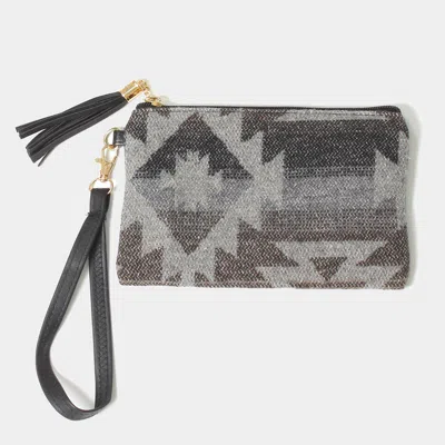 Fashnzfab Western Print Wristlet Pouch Bag In Gray