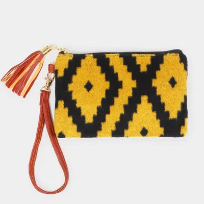 Fashnzfab Western Print Wristlet Pouch Bag In Yellow