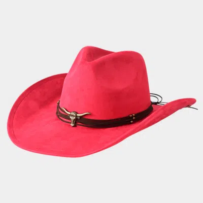 Fashnzfab Western Steer Head Accent Cowboy Hat In Pink