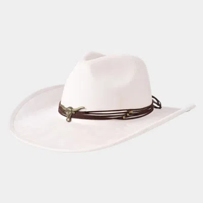 Fashnzfab Western Steer Head Accent Cowboy Hat In Sand