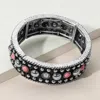 Fashnzfab Western Stone Metal Stud Embellished Stretch Bracelet Pink, Silver Burnished In Multi