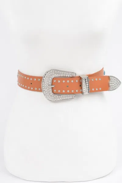 Fashnzfab Western Style Belt With Turquoise In Multi