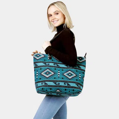 Fashnzfab Western Weekend Tote Bag In Blue