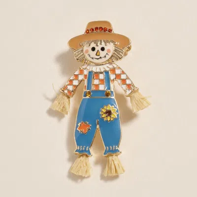 Fashnzfab Whimsical Fall Scarecrow Pin Brooch In Gold