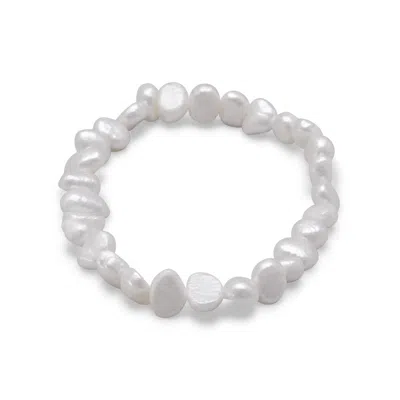 Fashnzfab White Cultured Freshwater Pearl Stretch Bracelet In Multi