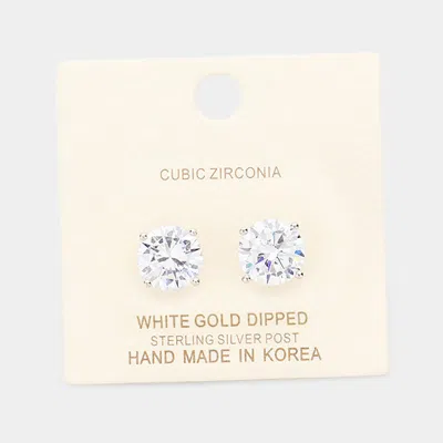 Fashnzfab White Gold Dipped 10mm Cubic Zirconia Round Stud Earrings In Multi