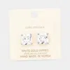 Fashnzfab White Gold Dipped 10mm Cubic Zirconia Square Stud Earrings In Multi