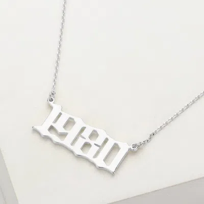 Fashnzfab White Gold Dipped 1980 Birth Year Plate Pendant Necklace In Silver