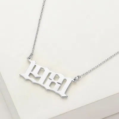 Fashnzfab White Gold Dipped 1981 Birth Year Plate Pendant Necklace In Silver